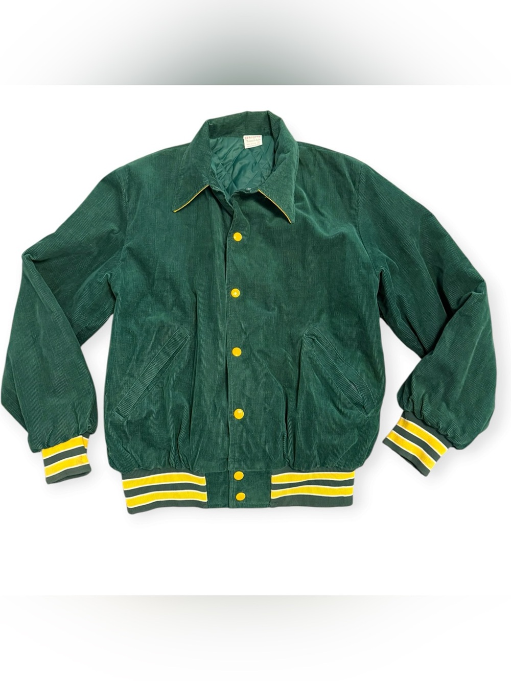 Vintage Birdie Green Corduroy Varsity Button -Up Jacket, Small